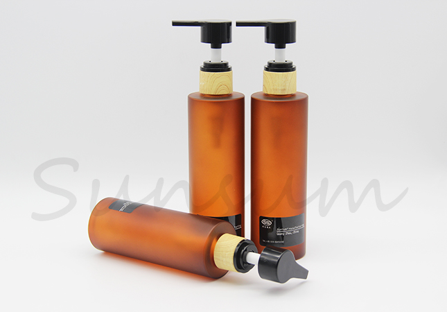 Cosmetic Empty Wooden Pump Spray Lotion Cream Shampoo Bottle