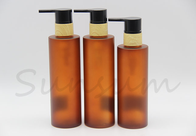 Cosmetic Empty Wooden Pump Spray Lotion Cream Shampoo Bottle